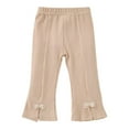 thumbnail image 2 of uublik Flare Pants for Girls Fashionable Bow Cotton Casual Pants Khaki, Size 1T-5T, 2 of 3