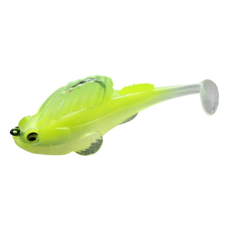 1Pc 3.15 1/2oz Pre-Rigged Goby Swimbait Weedless Soft Fishing Lures for Bass - Chartreuse Glow