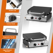 Zintown 20000 BTU Propane Griddle with Lid and Ignition,Table Top Gas Grill Camping Griddle Portable with 2 Burner