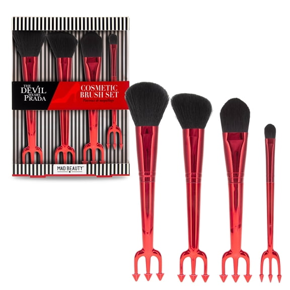 Mad Beauty Devil Wears Prada 4-Piece Brush Set, Pitchfork Handle