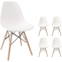 SEEKOL Modern Style Dining Chairs Mid Century Pre Assembled DSW Chair Classic Shell Lounge Plastic Side Chairs for Dining Room, Kitchen, Living Room Set of 4 ,