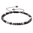 thumbnail image 1 of Nvzi Pulsera de cuentas hecha a mano, pulsera de cuentas finas de 4 mm tejida con cuentas de piedra natural ajustables, pulsera hecha a mano (blanco y negro), 1 of 5