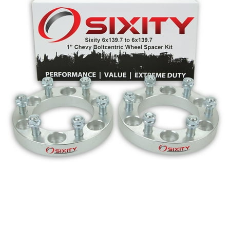 Sixity Auto 2 pc 1" 6x139.7 Wheel Spacers compatible with Chevy C2500 K2500 Silverado 2500 M14x1.5mm 1.25in Studs Lugs