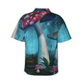 thumbnail image 3 of Uemuo Fantasy Mushrooms Printed Regular Fit Short Sleeve Casual Hawaiian Shirt for Men,Aloha shirt,Tropical shirt,Floral print shirt,Vacation Beach shirt-Large, 3 of 9