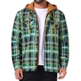 thumbnail image 1 of CHAQUETA Acolchada con Capucha y Cierre para Hombre INSPIRE CHIC, Estilo Shacket de Cuadros, Color Verde Caqui, 1 of 6
