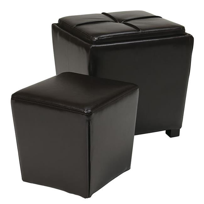 Avenue 6 Office Star MET361BBK 2Piece Black Eco Leather Ottoman Set