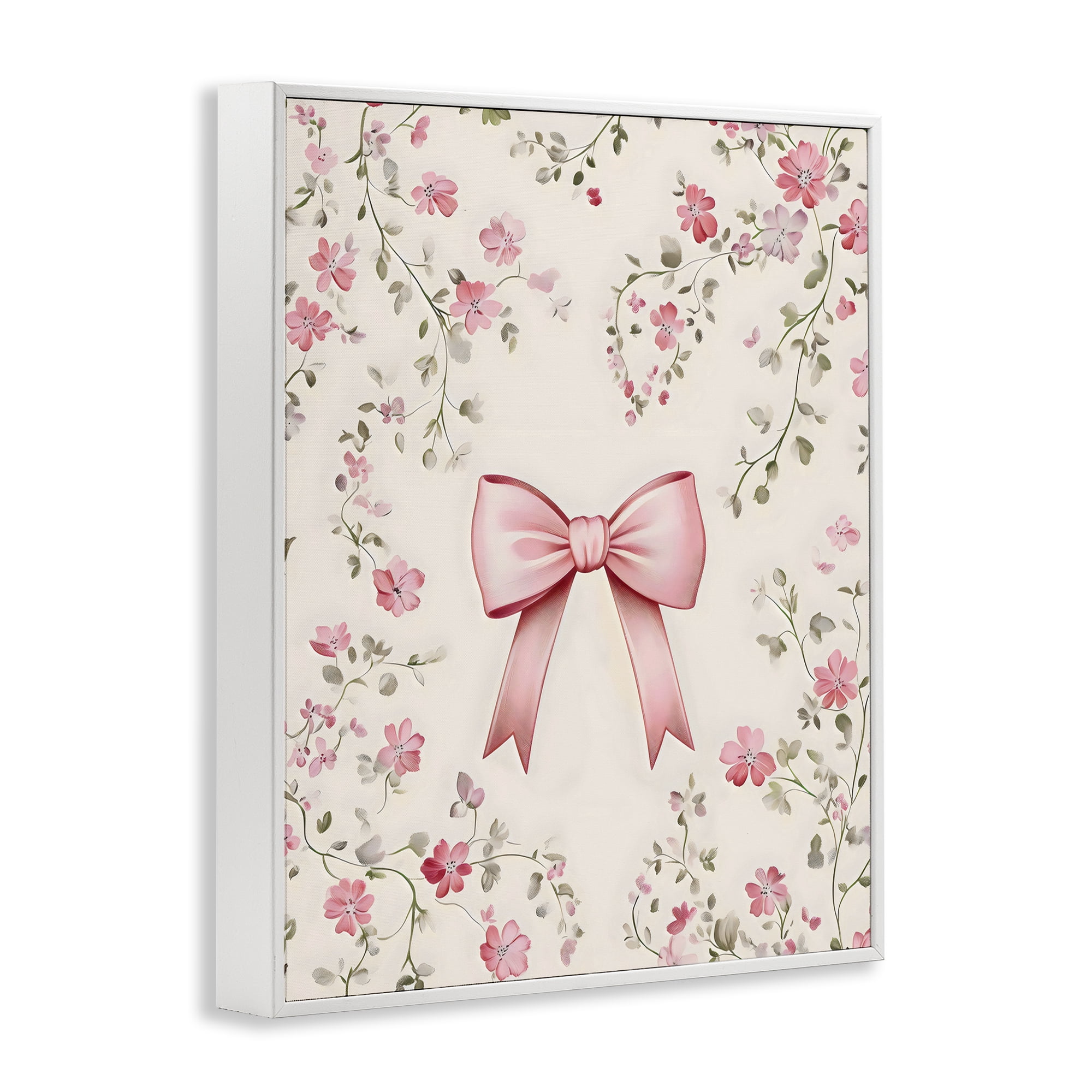 Stupell Industries Girly Ribbon Bow White Framed Giclee Art, design by Arlington Prints