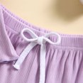 thumbnail image 4 of 12-18 Months Baby Clothing 2T Summer Clothes For Girls Toddler Baby Girls Clothes Solid Plain Rib Ruffle T-shirt + Shorts With Drawstring Cute Summer Short Set Purple, 4 of 8