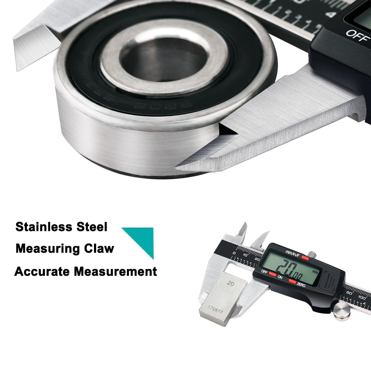 Digital Vernier Caliper, Caliper Measuring Tool, Outside Micrometer Dial Caliper with Stainless Steel, Large LCD Screen, Auto - Off Feature, Inch Metric Fraction Conversion (6Inch/150mm)