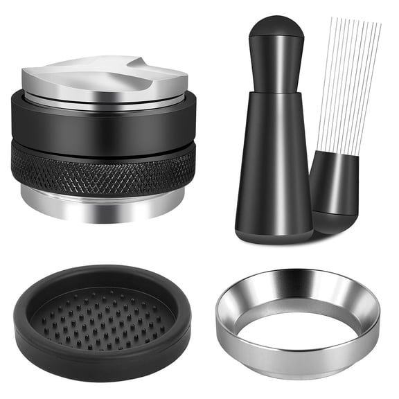 4pcs 51mm Espresso Accessories Kit,Spring Loaded Calibrated Espresso Tamper, Espresso and Dosing Funnel Set,Coffee Tamper Espresso Machine Accessories For 51 mm Barista Tools