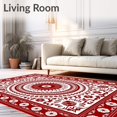 thumbnail image 2 of ODIKA 6'x9' Machine Washable Non-Slip Area Rug, Sunburst with Symmetrical Petal Radiating Design High Traffic Rug, Red, 714372, 2 of 7