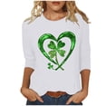 thumbnail image 2 of Up to 65 off!Lolmot St Patricks Day Shirt Women Shamrock Irish 3/4 Sleeeve Tops Lucky Clover Love Heart Shirt Crewneck Three Quarter Funny Blouses, 2 of 4