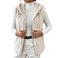 thumbnail image 2 of WIZUTIZ Women's Solid Color Textured Sherpa Fleece Zip Up Hoodie Drawstring Hood Pockets Winter Warm Coat Casual Loose Fit Outerwear, 2 of 8