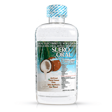 Suero Oral Electrolyte Solution - Hydration Booster for Kids & Adults, Coconut Flavor, 1 Liter