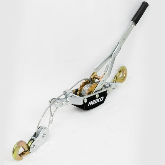 NEIKO 02253A Come Along Winch, 3-Ton (6,000 Lbs) Pulling Capacity, 9.8Ft, 2 Hook, Heavy Duty Power Cable Come Along Tool with Dual Gears, Hand Winch Cable, Automotive Hoist Winch Puller