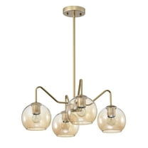 Dhona 21.7 in. 5-Light Indoor Matte Black and Brass Finish Chandelier with Light Kit