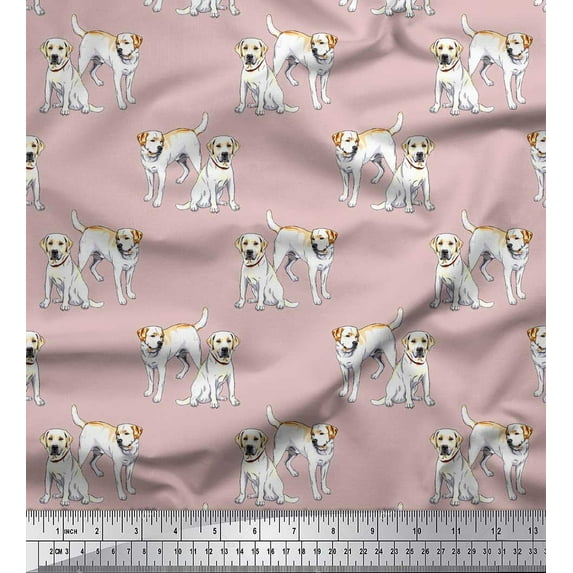 Soimoi Moss Georgette Fabric Labrador Dog Decor Fabric Printed Yard 42 Inch Wide