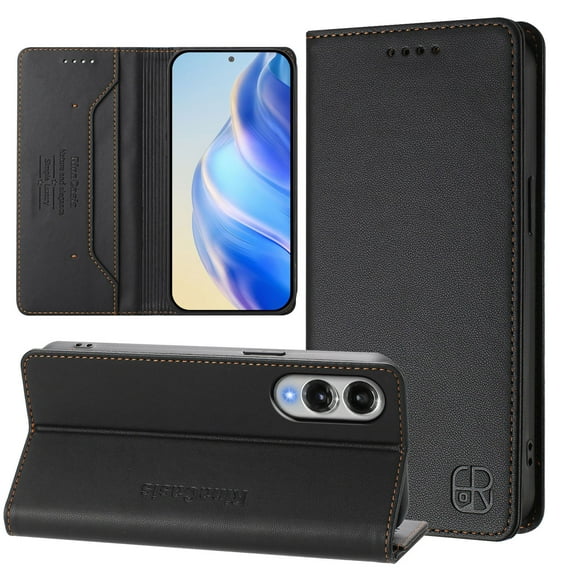 for Samsung Galaxy S25 Edge Wallet Case PU Leather Folio Flip Cover with RFID Blocking Credit Card Holder, Kickstand Protective Shockproof Cover for Samsung Galaxy S25 Edge Purse Case, Black