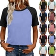 thumbnail image 2 of Bosfbaoi T Shirts For Women Color Block Short-sleeved Tops Raglan Shirts Summer Tops, 2 of 8