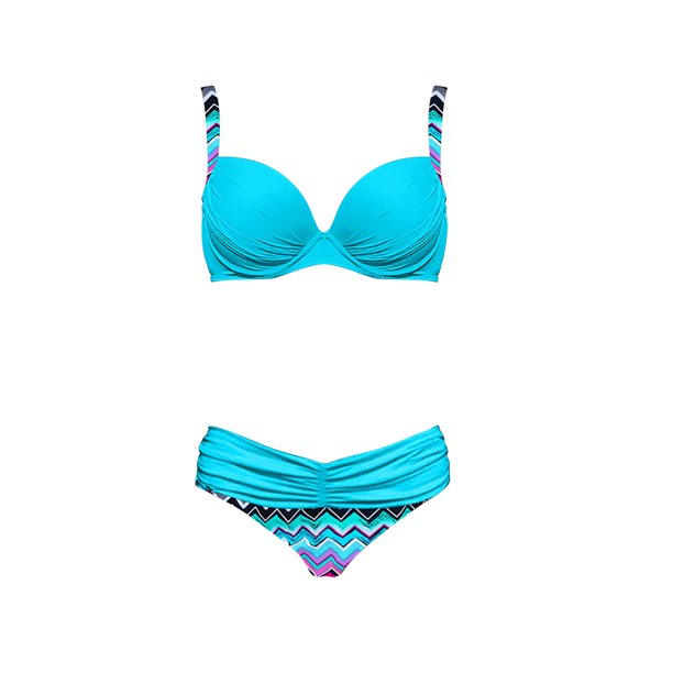 Gibobby Conjunto de bikini sexy Traje de baño Bikini de triángulo dividido para mujer Conjunto de traje de baño de color sólido estampado(Azul,G)