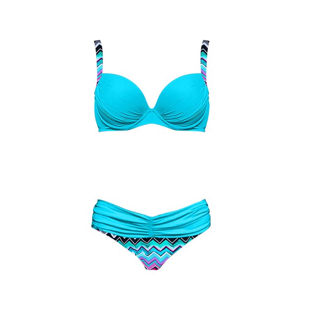 Gibobby Conjunto de bikini sexy Traje de baño Bikini de triángulo dividido para mujer Conjunto de traje de baño de color sólido estampado(Azul,CH)