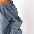 thumbnail image 6 of Danhjin Linen Shirts for Women Long Sleeve Off Shoulder Square Neck Solid Color Fashion Pullover Tops Fall Summer Spring Vacation Going out Blouses Casual T Shirts, 6 of 7