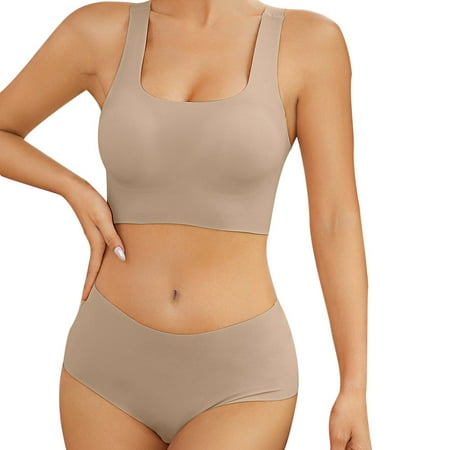 LARUYEKO Large Size Sports Absorption Upper Support Traceless Ice Silk Underwear Set for Women Without Steel Rings Detachable Pads for Women s Bras Lace Pajamas for Women Shorts Set Mens Comfy