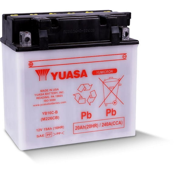 Yuasa Yumicron YB16C-B 12V 19Ah Conventional Motorcycle Battery (YUAM226CB)