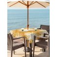 thumbnail image 3 of Outdoor Tablecloth with Umbrella Hole for Patio/Picnic/Party/Camping, Golden Yellow Palm Leaves Waterproof Table Cloth Square Cover Washable, Summer Tropical Botanical (60"x 60"), 3 of 9