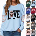thumbnail image 6 of Towmus Womens Fall Winter Sweatshirt Shirts Graphic Sweatshirts Casual Long Sleeve Round Neck Sweatshirts Letter Printed Loose Top ffor Women Loose Fit, 6 of 6