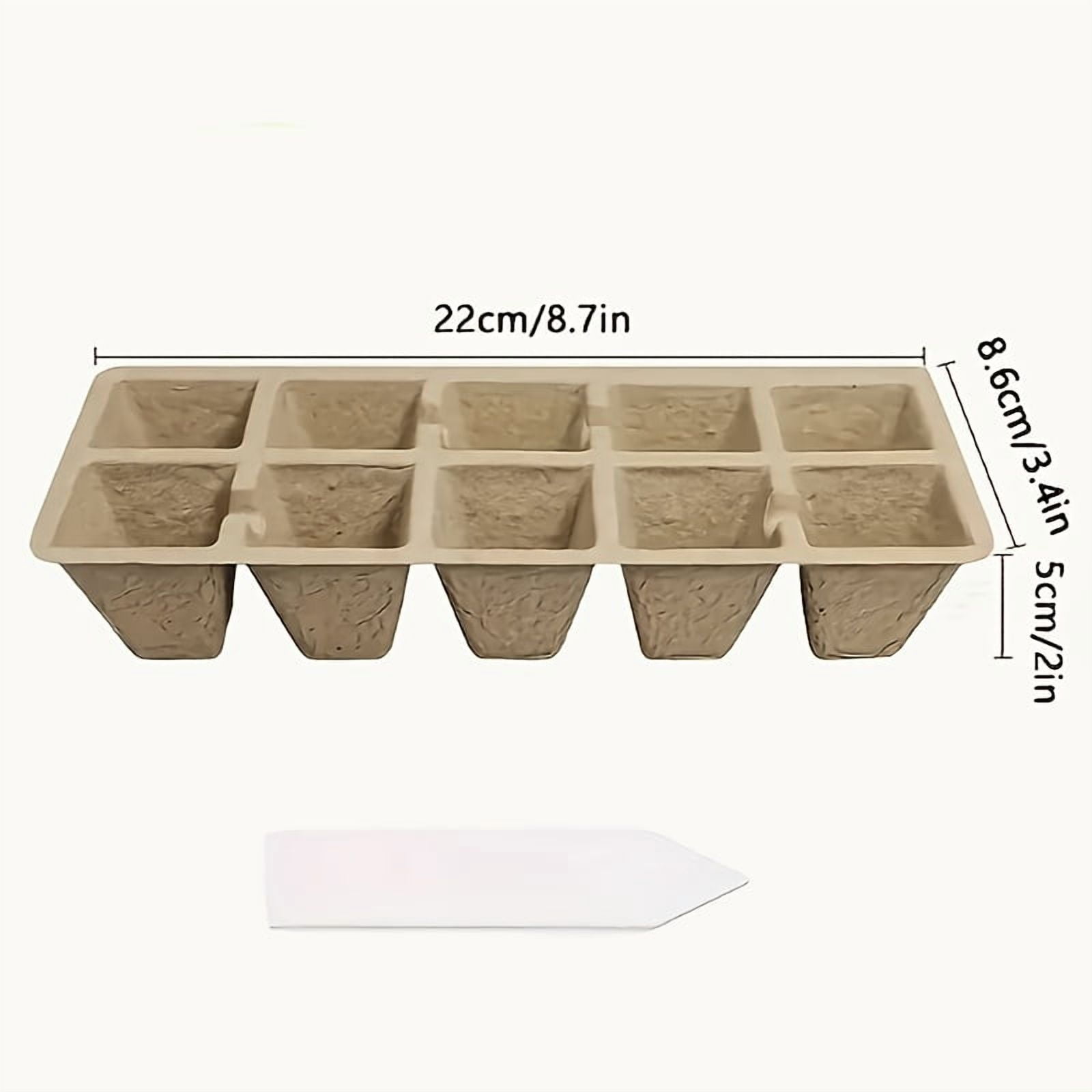 Fanruina 100 Paper Peat Flower Pots Seed Culture Trays Retro Style with 50 Labels and Tools for Planting Germination Starter Kit