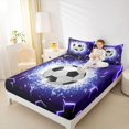 thumbnail image 4 of Homewish Soxxer Sport Game Twin Sheet Sets,Football Lovers Twin Fitted Sheet,Purple White Flat Sheet For Boys Kids,Super Cozy Room Decor,3-Piece, 4 of 7