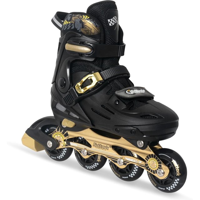 Patins en Ligne pour Enfants Décorations de Voitures de Course Cool Lames à Roulettes pour Garçons Filles - Doré pour Adolescents Âge 4 5 6 7 - Roue Réglable Tout Lumineuse Intérieur Extérieur Bir
