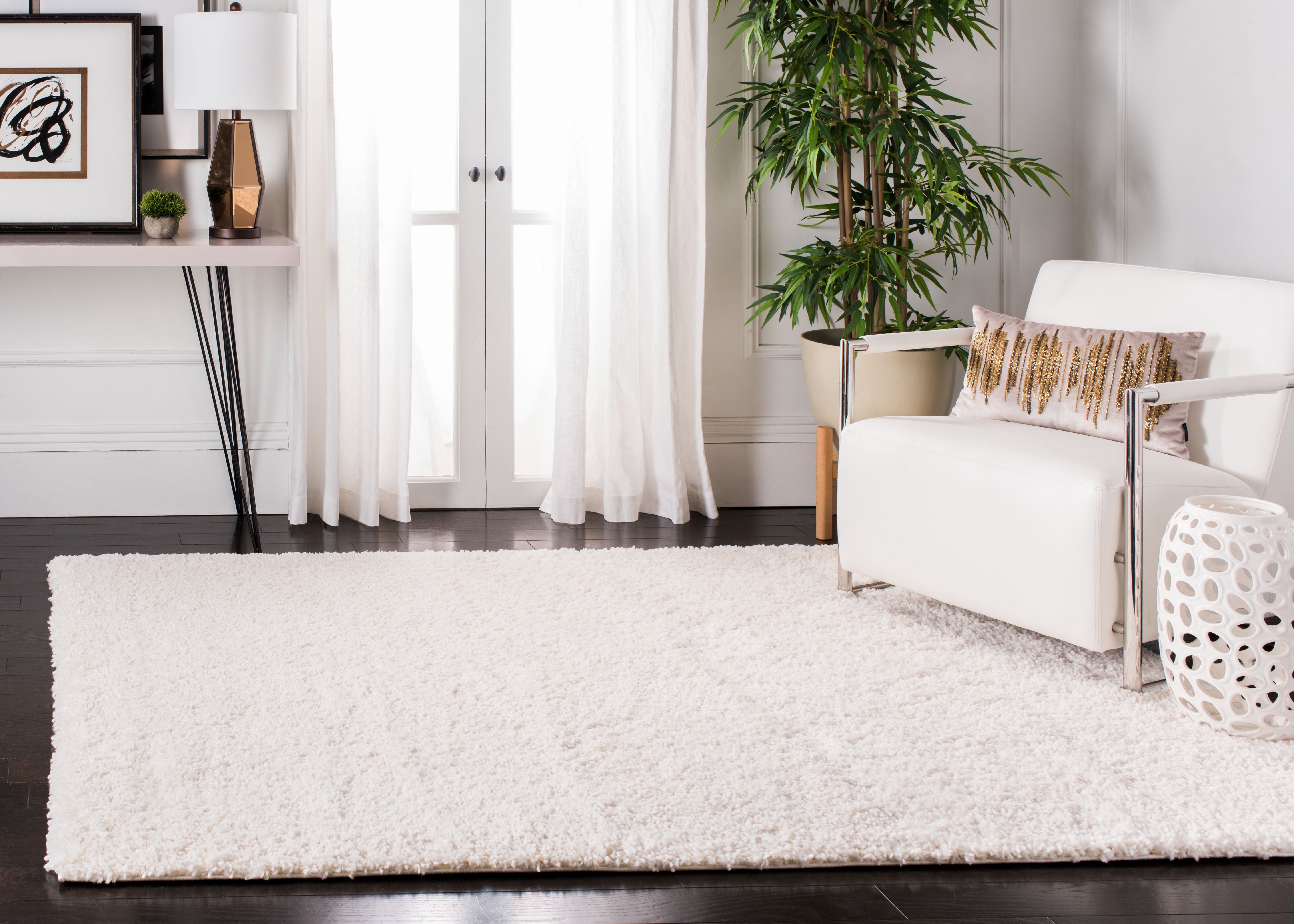 Safavieh Fontana Jamie Solid Shag Area Rug, Ivory, 6' x 8'