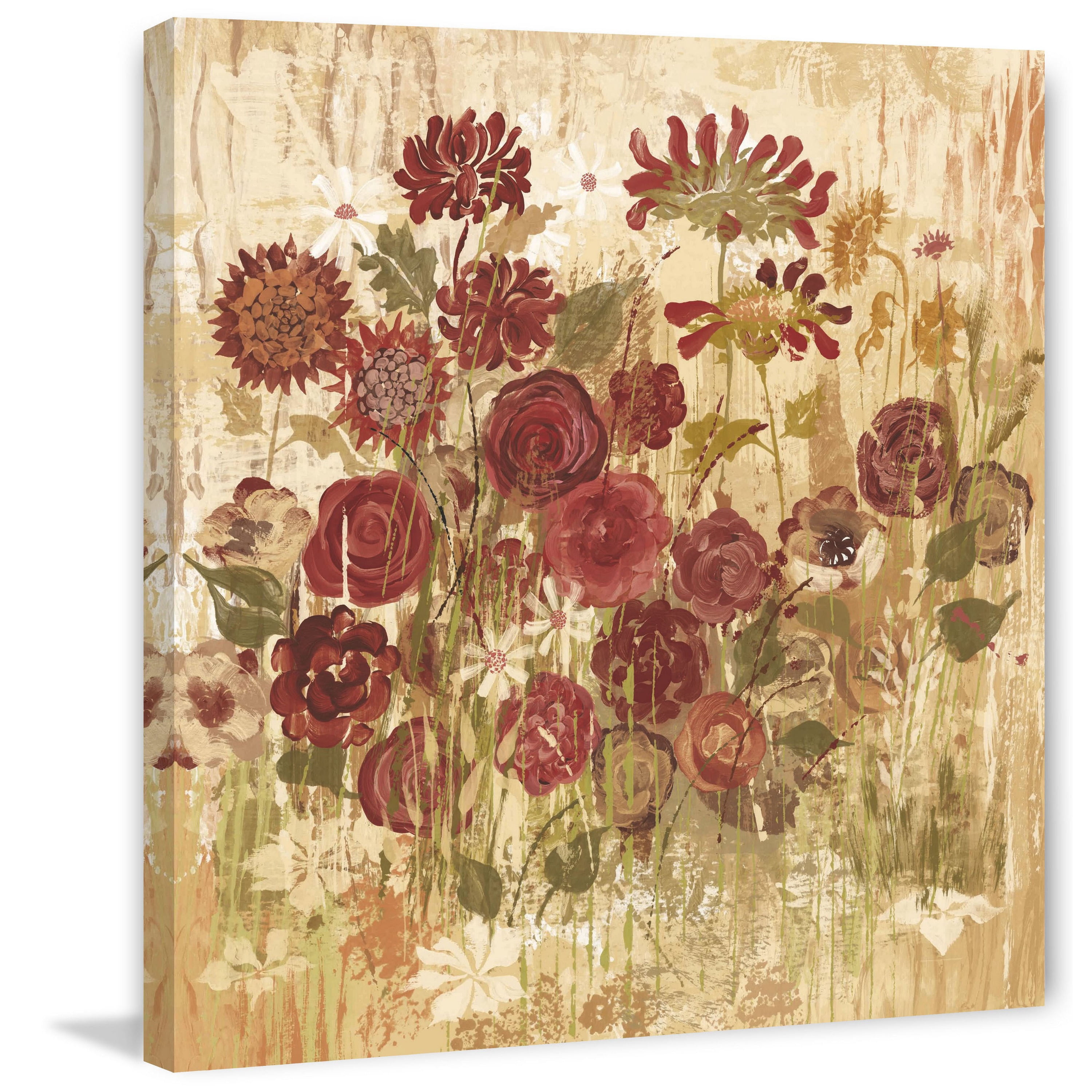 Marmont Hill "Floral Frenzy Burgundy VI" Painting Print on Canvas