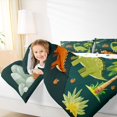 thumbnail image 4 of Homewish Green Dinosaur Animal Queen Comforter Set, Funny Jungle Wildlife Bedding Sets, Kawaii Cartoon Theme Reversible Bedding Comforter Set, Luxury Bedroom Decor, 3pcs, 4 of 8