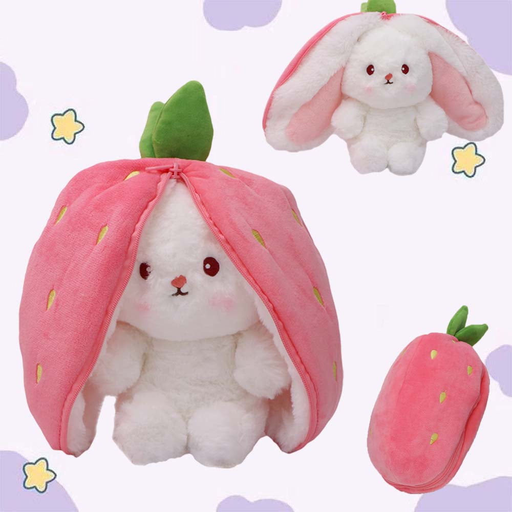 Joyivity Reversible Strawberry Bunny Plush Toy, Strawberry Rabbit ...