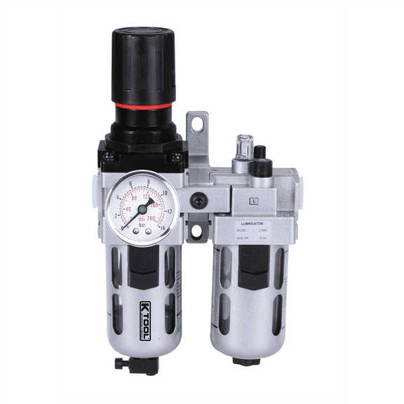 K-Tool 89195 2-pc Filter Regulator & Lubricator with 7-145 PSI