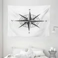 thumbnail image 1 of Compass Tapestry, Seamanship Hand Drawn Windrose with Complete Directions North South East West, Wall Hanging for Bedroom Living Room Dorm Decor, 80W X 60L Inches, Black White, by Ambesonne, 1 of 2