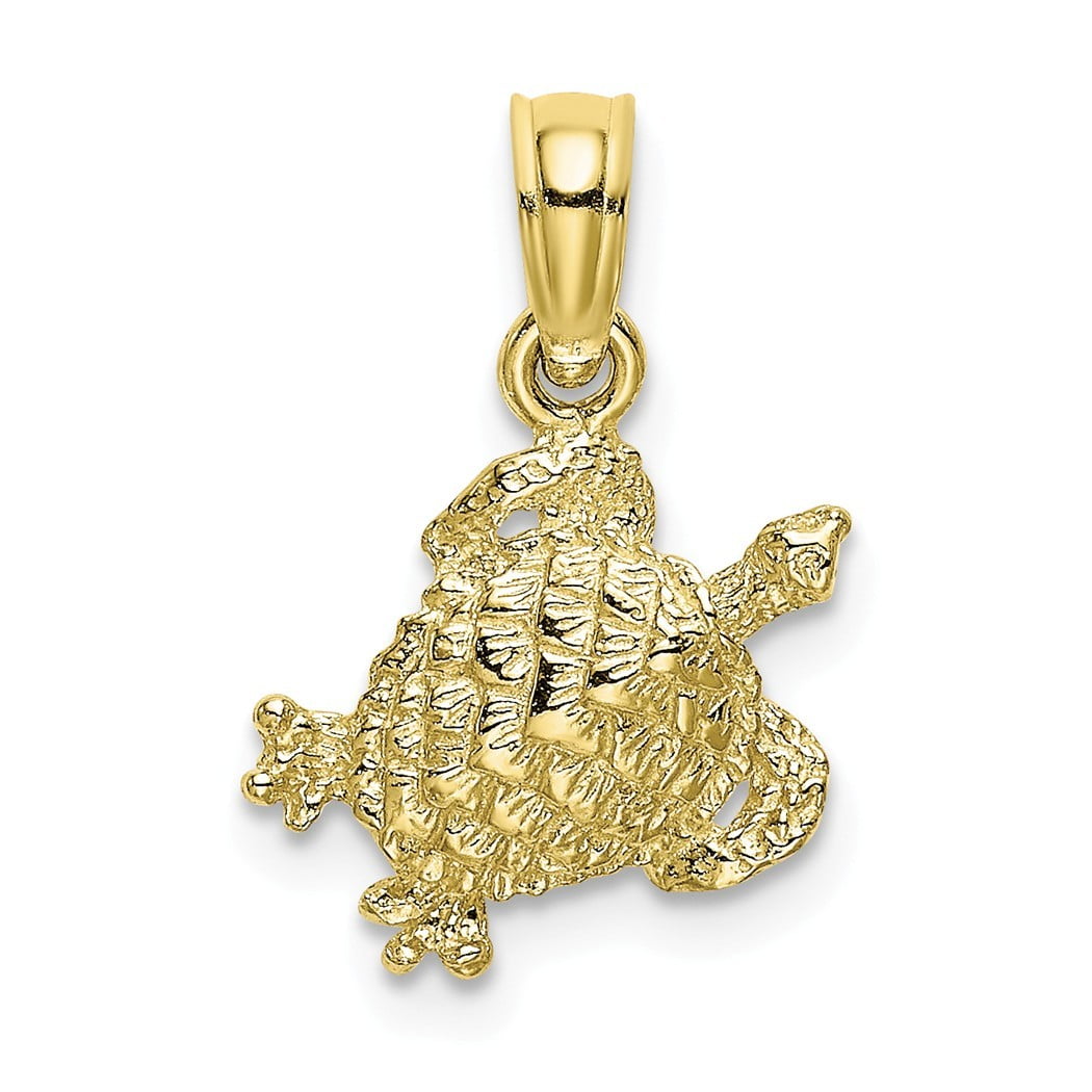 14k Yellow Gold Textured Small Dc Turtle Pendant Charm Necklace Sea Life Fine Jewelry Gifts For Women For Her