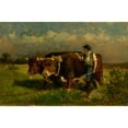 thumbnail image 2 of Edward Mitchell Bannister 18x13 Gold Ornate Wood Frame and Double Matted Museum Art Print Titled - Untitled (Man with Two Oxen) (1869), 2 of 4