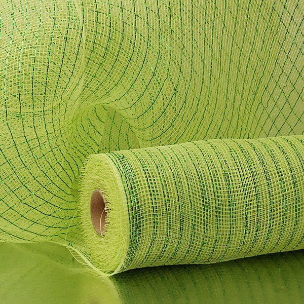 21" X 10 Yards Lime/Dark Green Deco Mesh W/Mtllc Strps by Paper Mart