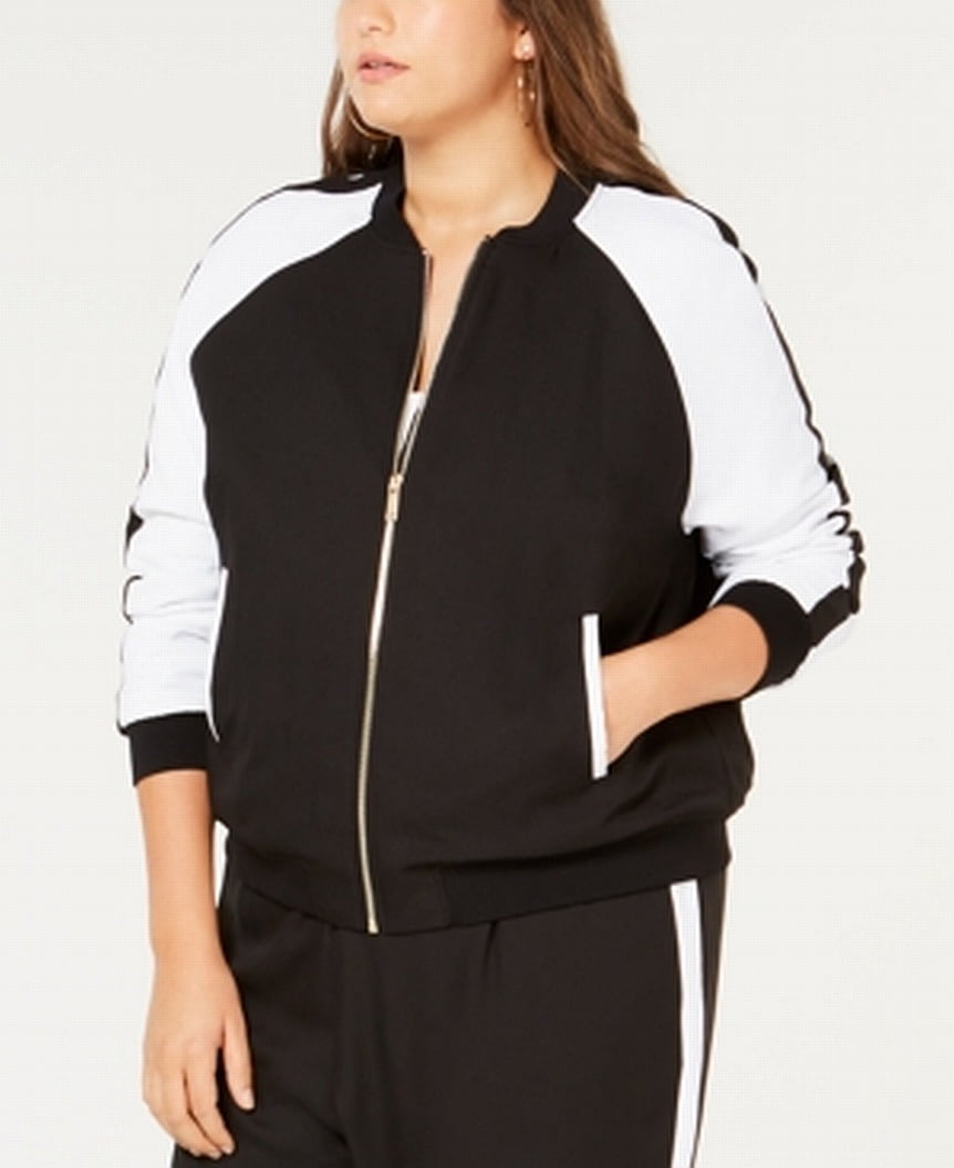 Michael Kors Women Bomber Jacket Plus FullZip Colorblock 3X