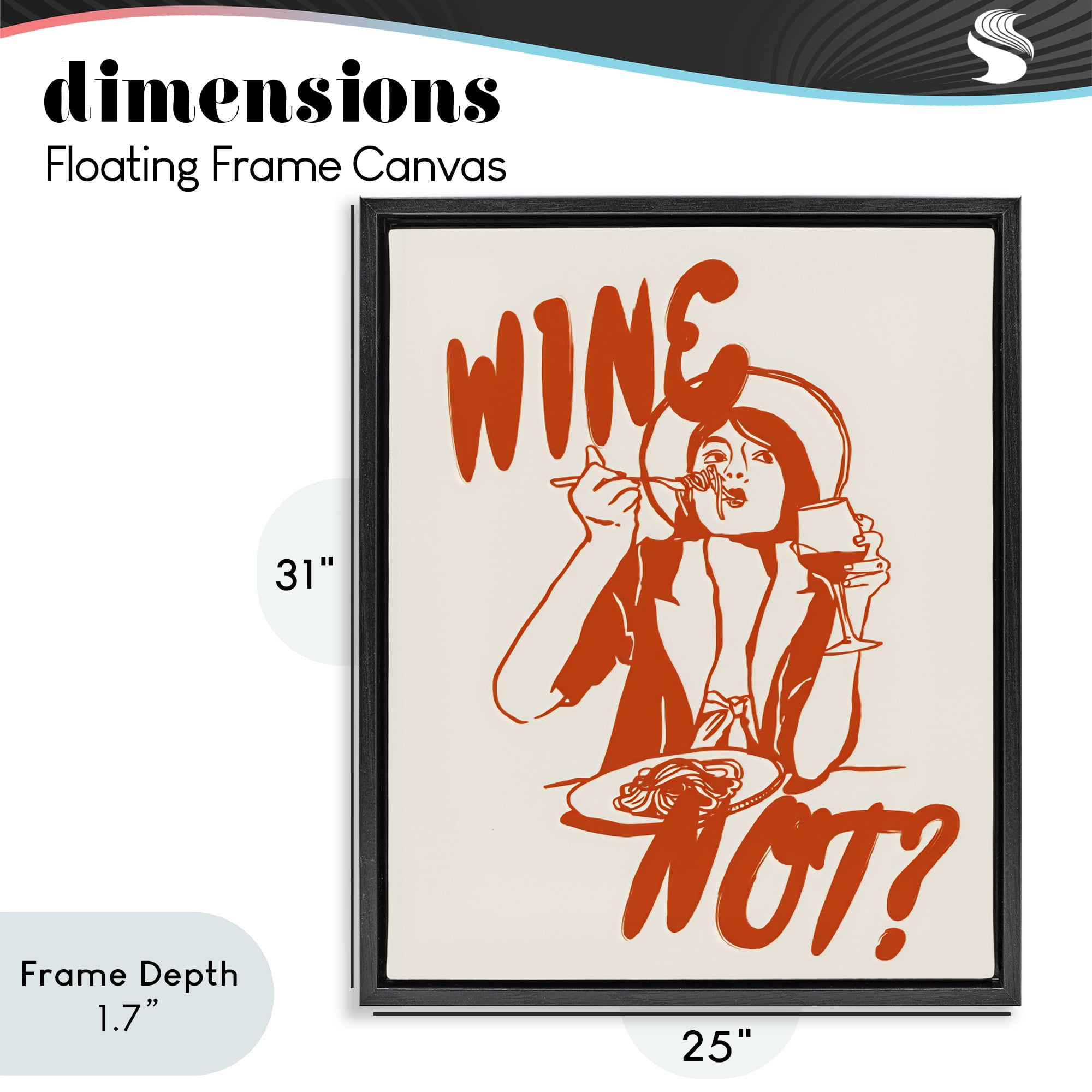 Stupell Industries Wine Not Retro Meal Time Black Framed Floater Canvas Wall Art, design by The Prints Vibe
