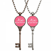 Kiki Do You Love Me Art Deco Fashion Key Necklace Pendant Jewelry Couple Decoration