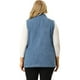 thumbnail image 3 of Women's Plus Size Denim Vests Sleeveless Relax Notched Lapel Vest Blue 2X, 3 of 6