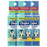 Orajel Non-Med Baby Teething Day & Night Cooling Gels Twin Pack Benzocaine Free 0.18 Oz. Each ( X 3)