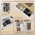 thumbnail image 4 of White Kitchen Island Cart with Drop Leaf & Charging Station - Mobile Kitchen Island Table with Storage, Trash Cabinet & Wheels - Ideal for Living Room, Dining & Entertaining, 4 of 7