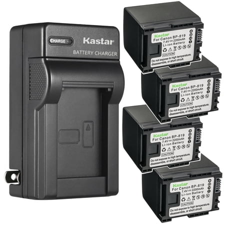 Kastar 4-Pack Battery and AC Wall Charger Replacement for Canon VIXIA HF S100 HFS100 VIXIA HF S200 HFS200 VIXIA HF10 VIXIA HF11 VIXIA HF20 VIXIA HF21 VIXIA HF100 VIXIA HF200 VIXIA HG30