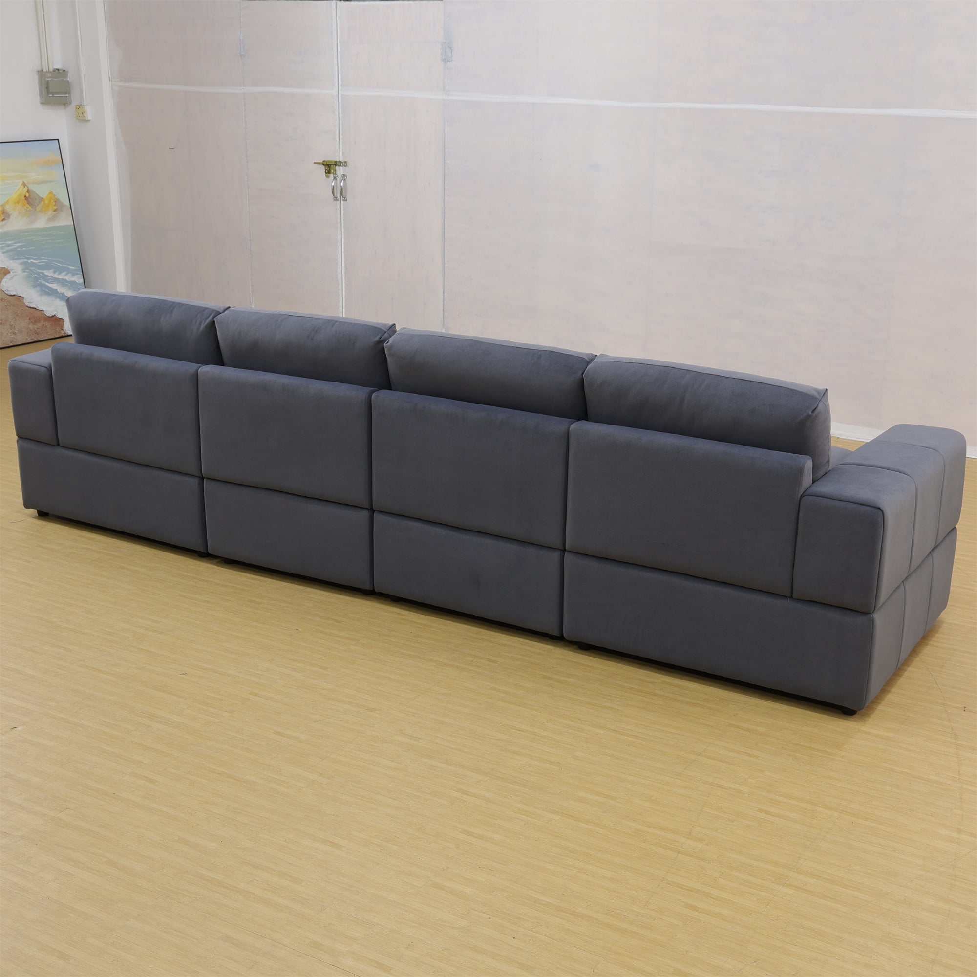 Aukfa Sectional Sofa, 138" Oversized Modular Couch with Ottoman for Living Room, Microfiber, Gray